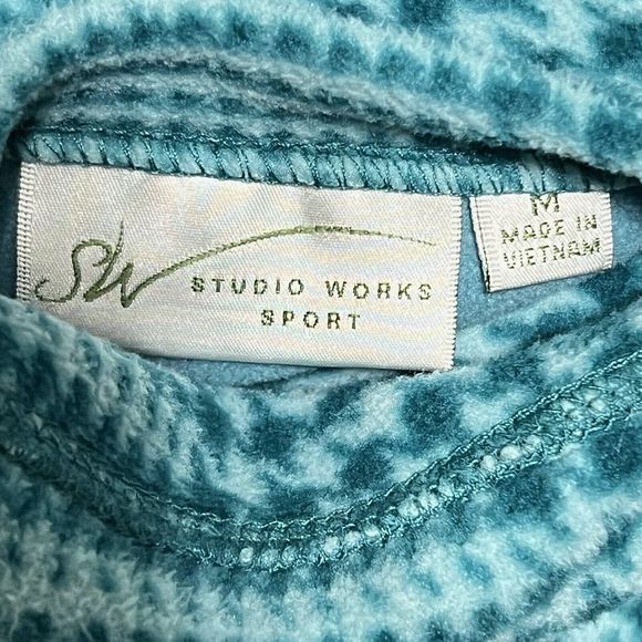 Studio Works Sport Vest Women's M Reversible Full Zip Houndstooth Plaid Blue - Picture 4 of 17